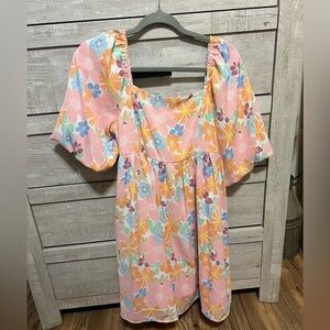 Floral Dress in Pink and Orange